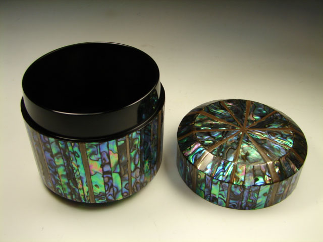 螺鈿（青貝） 吹雪茶器 美峰作 共箱（輪島塗） 茶道具 薄茶器 新品