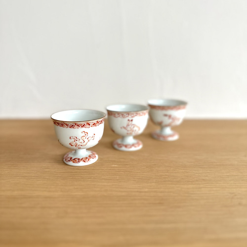 京焼・清水焼】京都 水野春陽窯 赤絵 鳥獣戯画 兎 ぐい呑み 盃