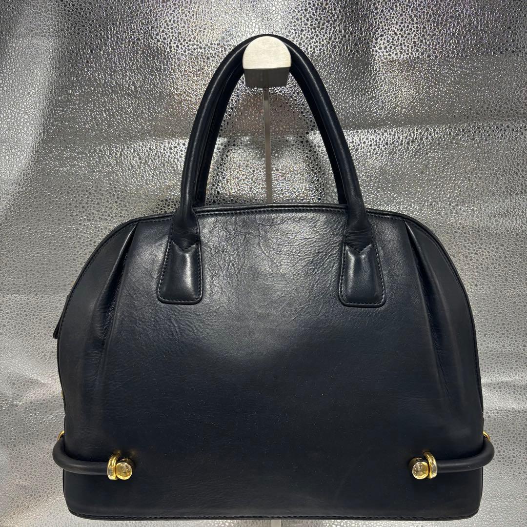 【希少】バリー　ハンドバッグ　レザー　ブラック　金具　ヴィンテージ