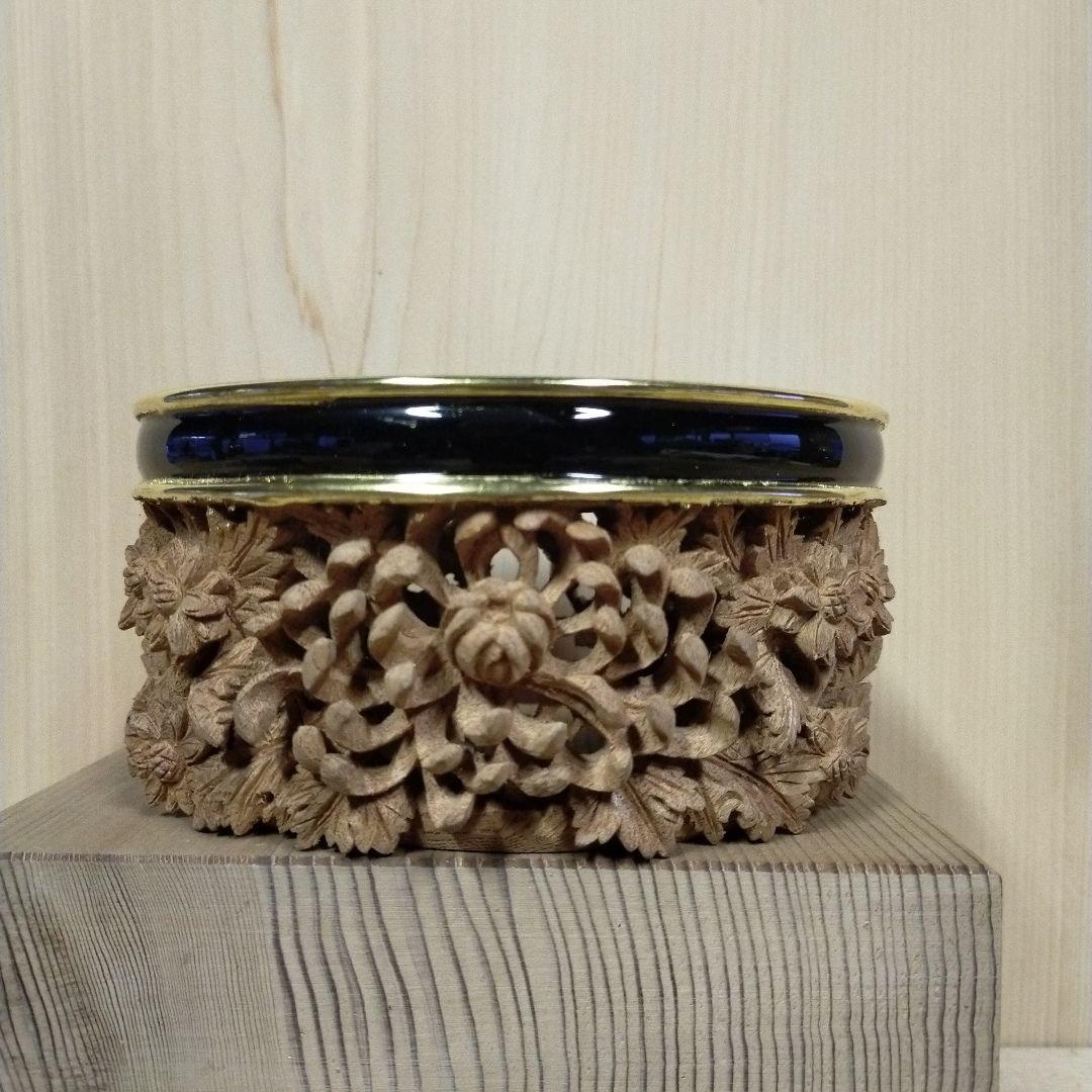 香炉台 ５寸欅 菊模様三切り純金箔はり 香炉台 5寸欅 菊模様三切り純金箔はり