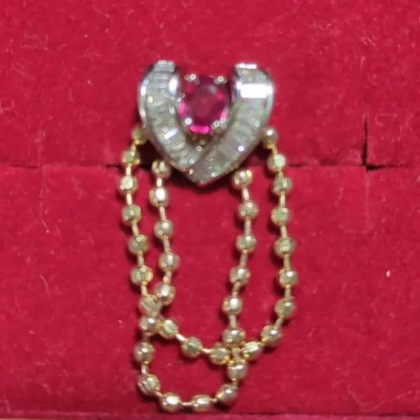 K18 wgルビー（0.41）ダイヤモンド（0.20）ボールカットチェーンリング